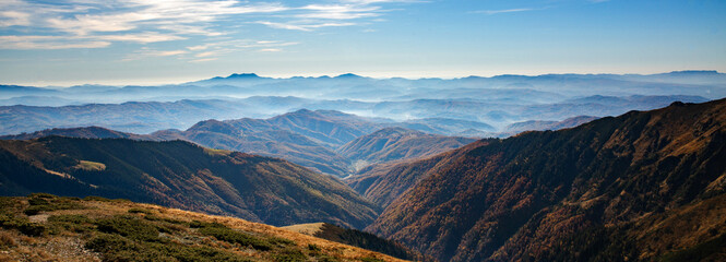 Stunning picturesque autumn mountains panorama