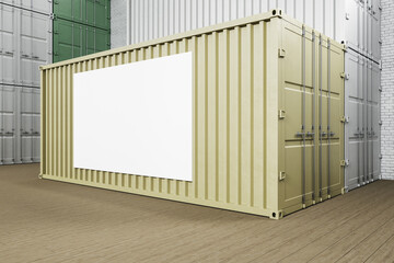 Yellow transportation container with empty banner.