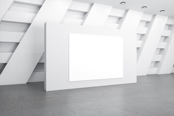 Blank white poster in monochrome style empty hall