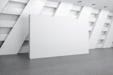 Blank presentation white wall in monochrome style gallery hall