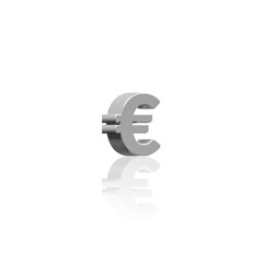 3D Render of Metal Styled Euro Symbol