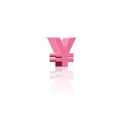 Obraz premium 3D Render of Pastel Pink Coloured Styled Yen Symbol