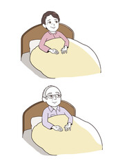 ベッドに座る高齢者