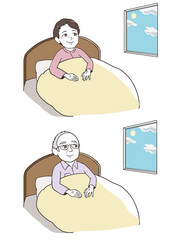 窓の外を見る高齢者（昼）