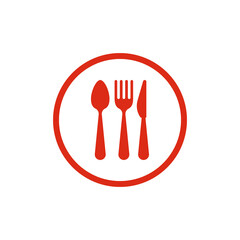 Restaurant Cutlery isolated in the circle button