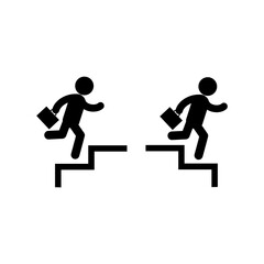 Businessman Going UP and Down By Stair Steps
