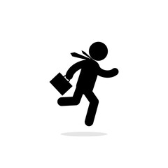 Businessman running fast with suitcase icon logo