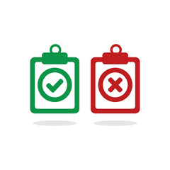 Obraz premium check mark and cross on clipboard icon logo