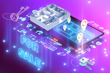 Concept of online real estate agency - 3d rendering