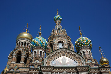 Fototapeta na wymiar The roof of the Church of the Savior on Spilled Blood, St Petersburg, Russia