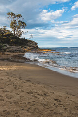 Blackmans Bay beach on a sunny winter day in South Hobart in Tasmania