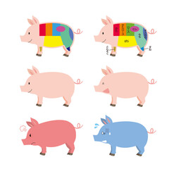 豚肉の部位と豚表情セット