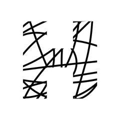 Letter H - bird nest mottled font - isolated, vector