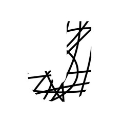 Letter J - bird nest mottled font - isolated, vector