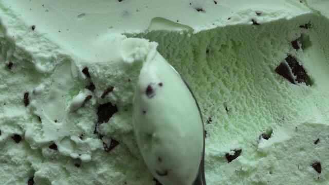 Closeup of Mint Chocolate Chip Ice Cream