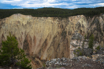 Fototapeta na wymiar Canyon walls as seen from Red Rock Point, Grand Canyon of Yellowstone, Yellowstone National Park, Wyoming, USA