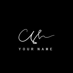 Signature Logo C, S, H, CSH, GH Initial letter. Handwriting calligraphic signature logo template design.