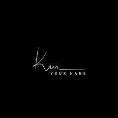 Signature Logo K and M, KM Initial letter. Handwriting calligraphic signature logo template design.