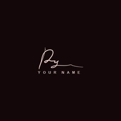 Signature Logo R and Y, RY Initial letter logo sign.