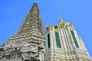 Wat Arun central tower in Bangkok, Thailand