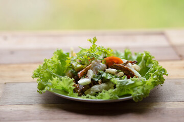 spicy salad , shrimp and mix vegetable , asian food