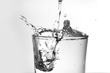 Water splash on white background