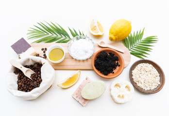 Set of Soap Eco Bag, bamboo toothbrush, natural Eco cosmetics products and tools.