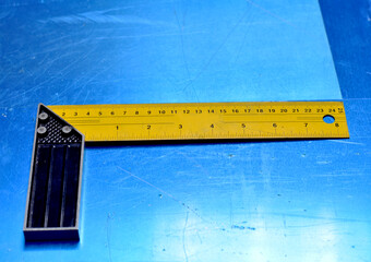 Ruler scene and wood with carpenter of concept 