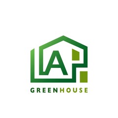 Green House A Letter Logo Line Template Design for Building Real Estate Business Identity Logo Icon.