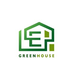 Green House E Letter Logo Line Template Design for Building Real Estate Business Identity Logo Icon.