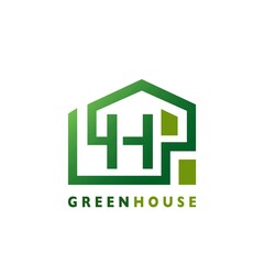 Green House H Letter Logo Line Template Design for Building Real Estate Business Identity Logo Icon.