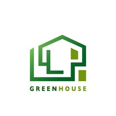 Green House L Letter Logo Line Template Design for Building Real Estate Business Identity Logo Icon.