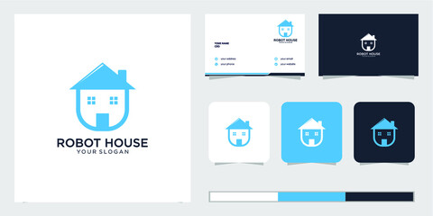 robot house logo design template