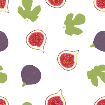 Figs Fruit. Seamless Vector Patterns 