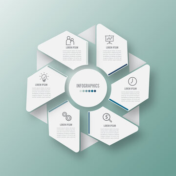 Vector illustration infographics 6 options. Template for brochure, business, web design.