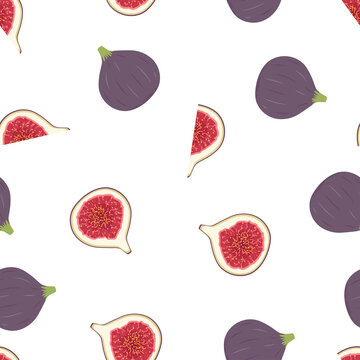 Figs Fruit. Seamless Vector Patterns 