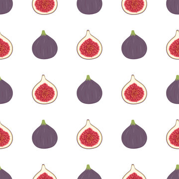Figs Fruit. Seamless Vector Patterns 