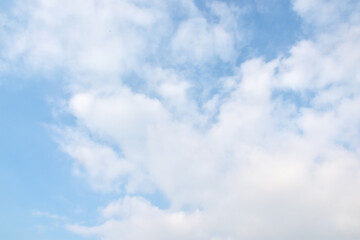Bright Blue sky with white cloud. Beautiful sky background and wallpaper. Clear day and good weather in the morning.  