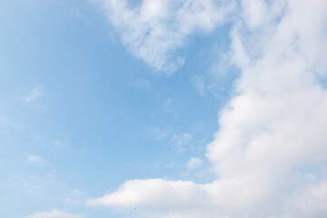 Bright Blue sky with white cloud. Beautiful sky background and wallpaper. Clear day and good weather in the morning.  