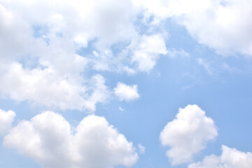 Bright Blue sky with white cloud. Beautiful sky background and wallpaper. Clear day and good weather in the morning.  