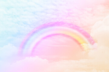 Fantasy magical landscape the rainbow on sky abstract with a pastel colored background and wallpaper.  
