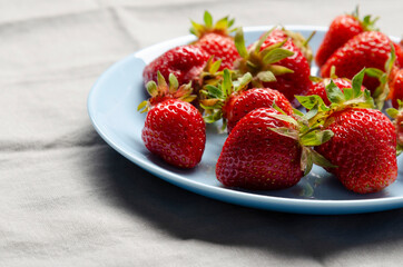 plate of the fresh strawberry on the