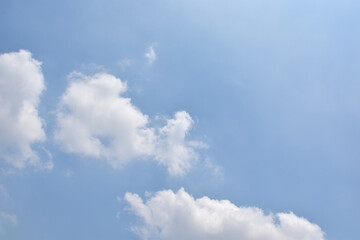 Bright Blue sky with white cloud. Beautiful sky background and wallpaper. Clear day and good weather in the morning.  