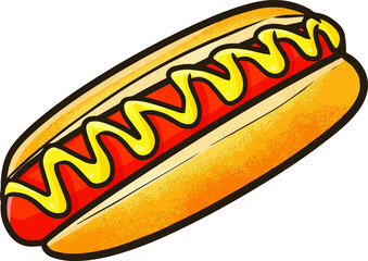 Cute and funny yummy hot dog ready to eat