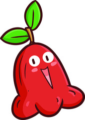 Funny and cute red water apple laughing happily