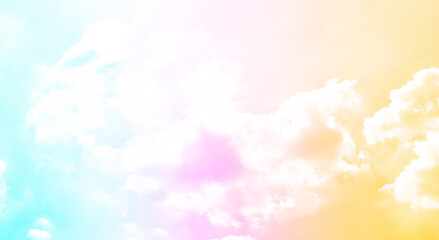 Cloud and sky with a pastel colored background and wallpaper, abstract sky background in sweet color.
