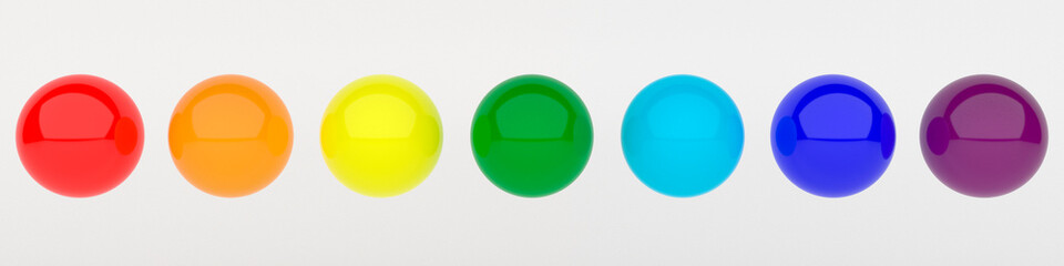 Set colored spheres on white background 