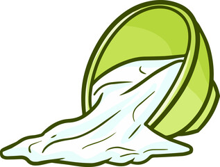 Funny salt spill out from green bowl