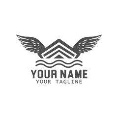 Fototapeta na wymiar ark angel logo. ark with wings vector illustration 