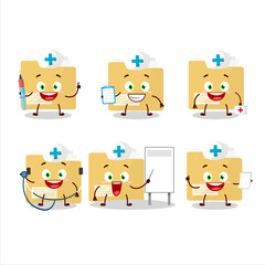 Doctor profession emoticon with file folder cartoon character
